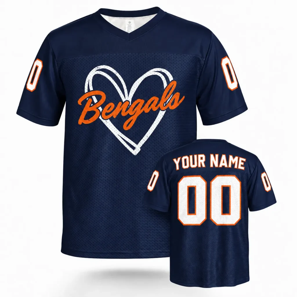 Cincinnati Heart Custom Football Jersey with Name and Number