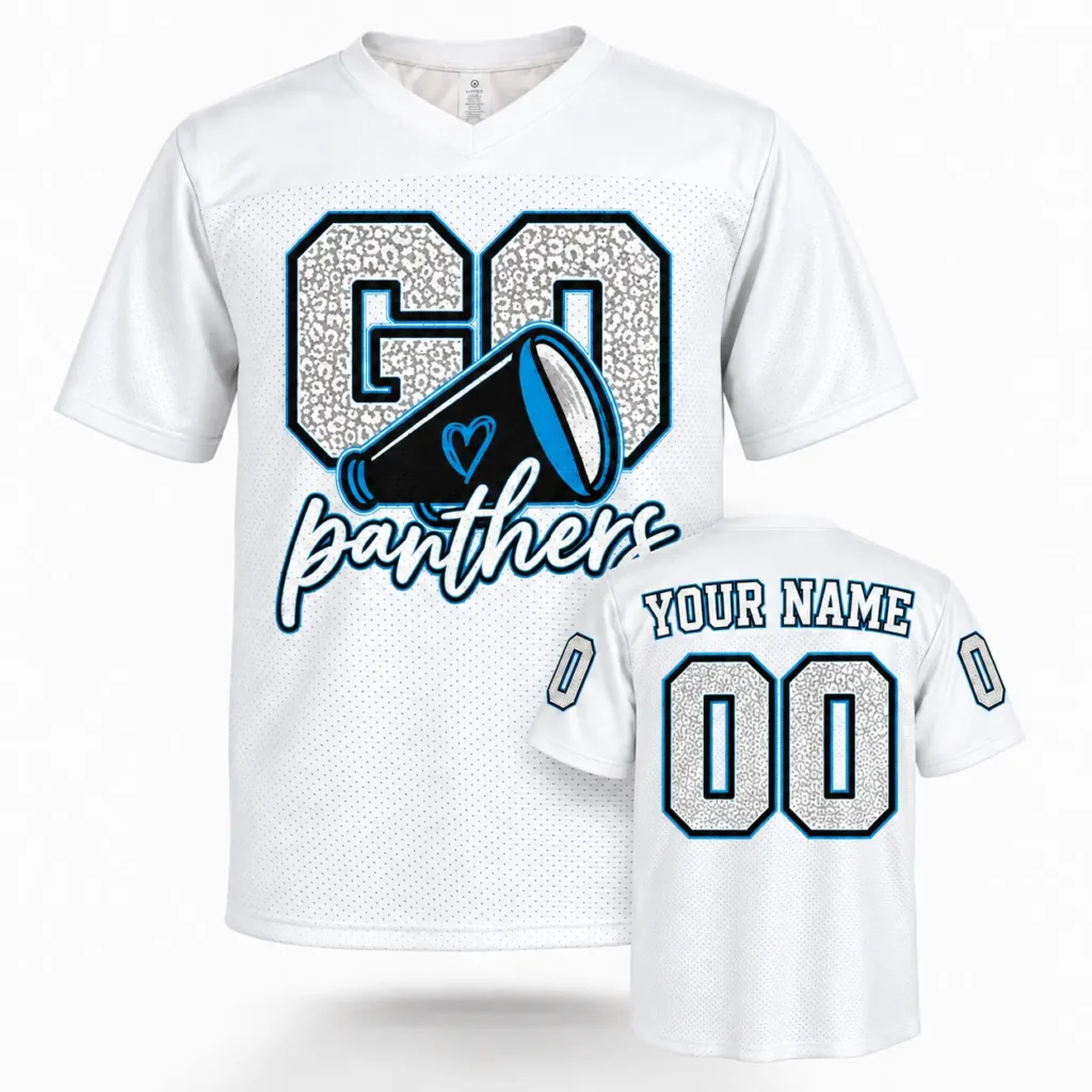 Go Carolina Cheer Custom Football Jersey with Name and Number