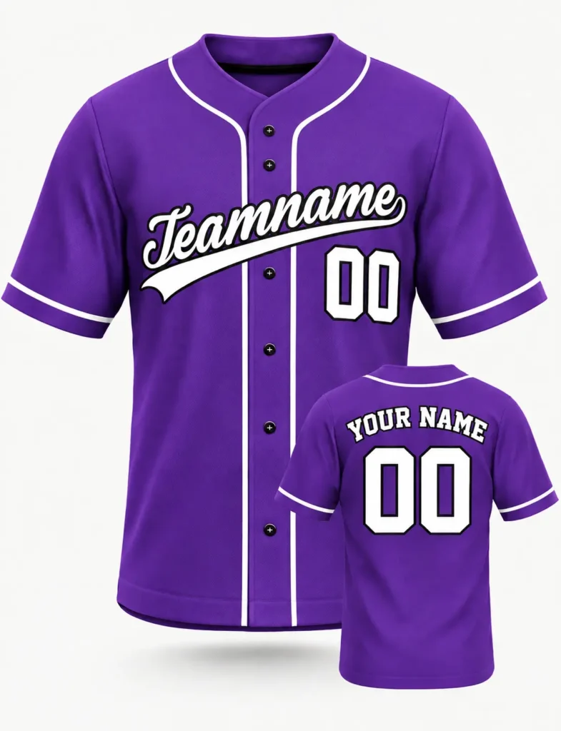 Purple Custom Baseball Jersey with Name and Number