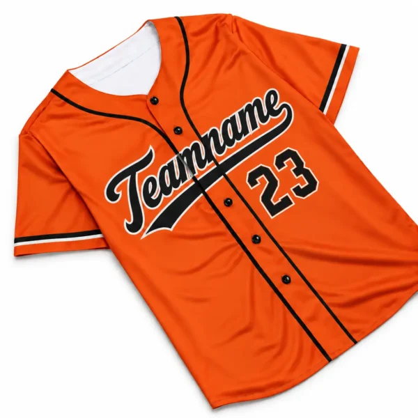 Custom Baseball Jersey Baltimore Orange and Black, front view with team name and number