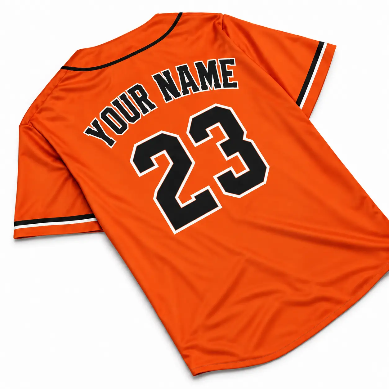 Custom Baseball Jersey Baltimore Orange and Black, back view with custom name and number