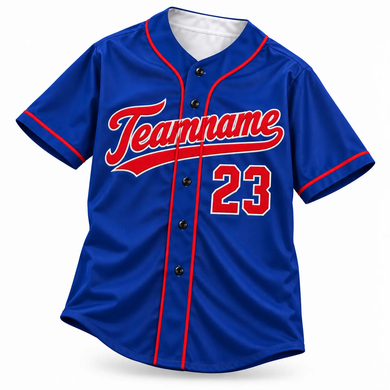 Custom Baseball Jersey Chicago Royal Blue and Red, front view with team name and number