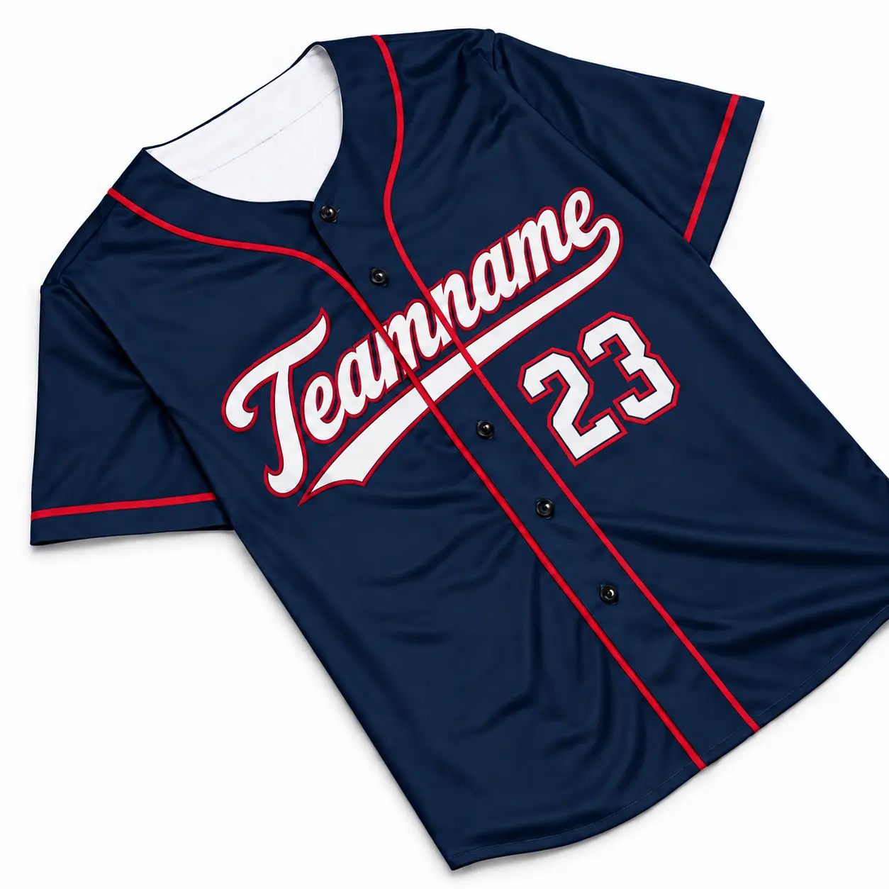 Custom Baseball Jersey Cleveland Navy and Red, front view with team name and number