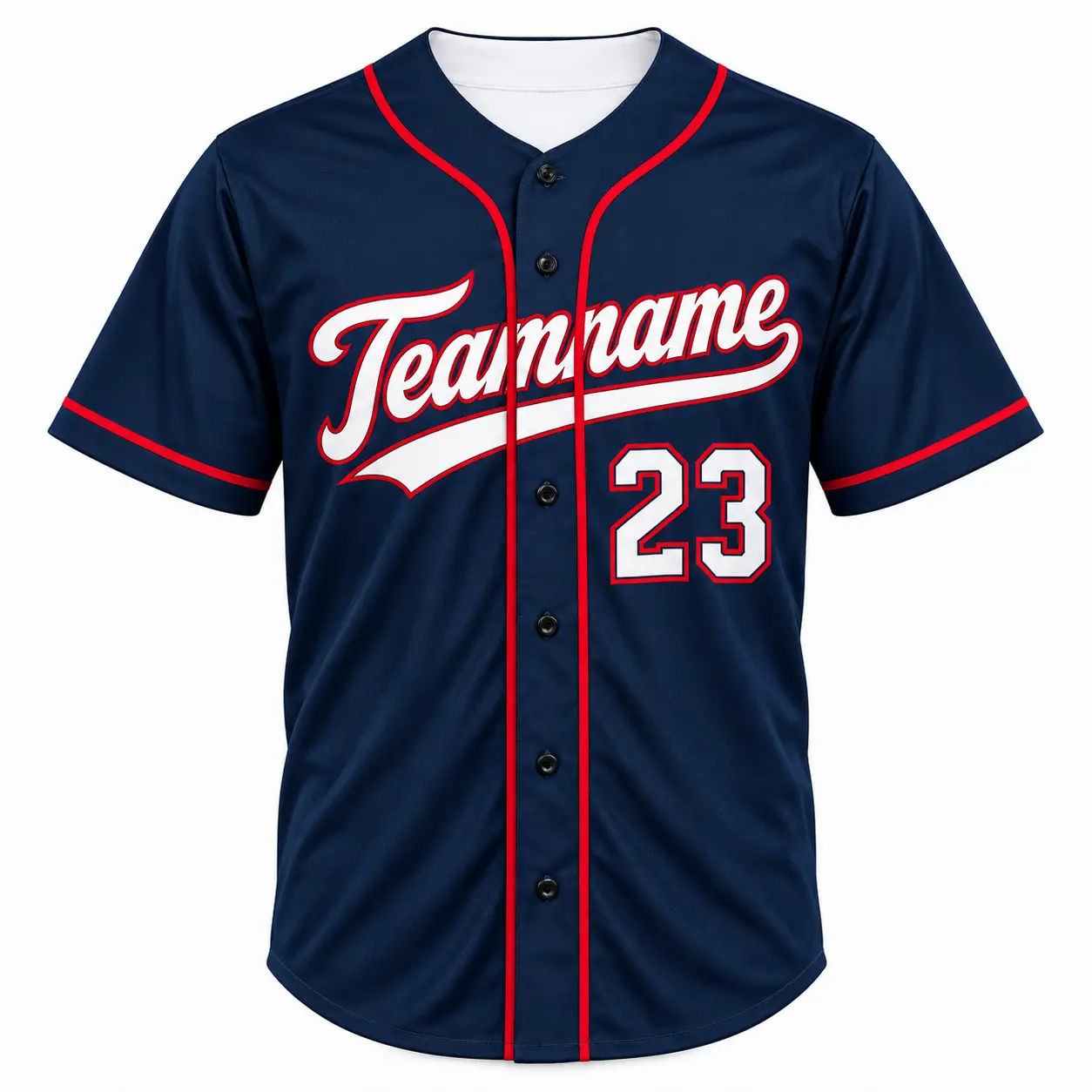 Custom Baseball Jersey Cleveland Navy and Red, front view with team name and number