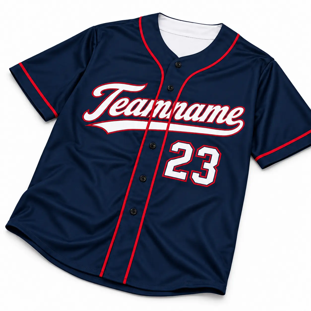 Custom Baseball Jersey Cleveland Navy and Red, front view with team name and number