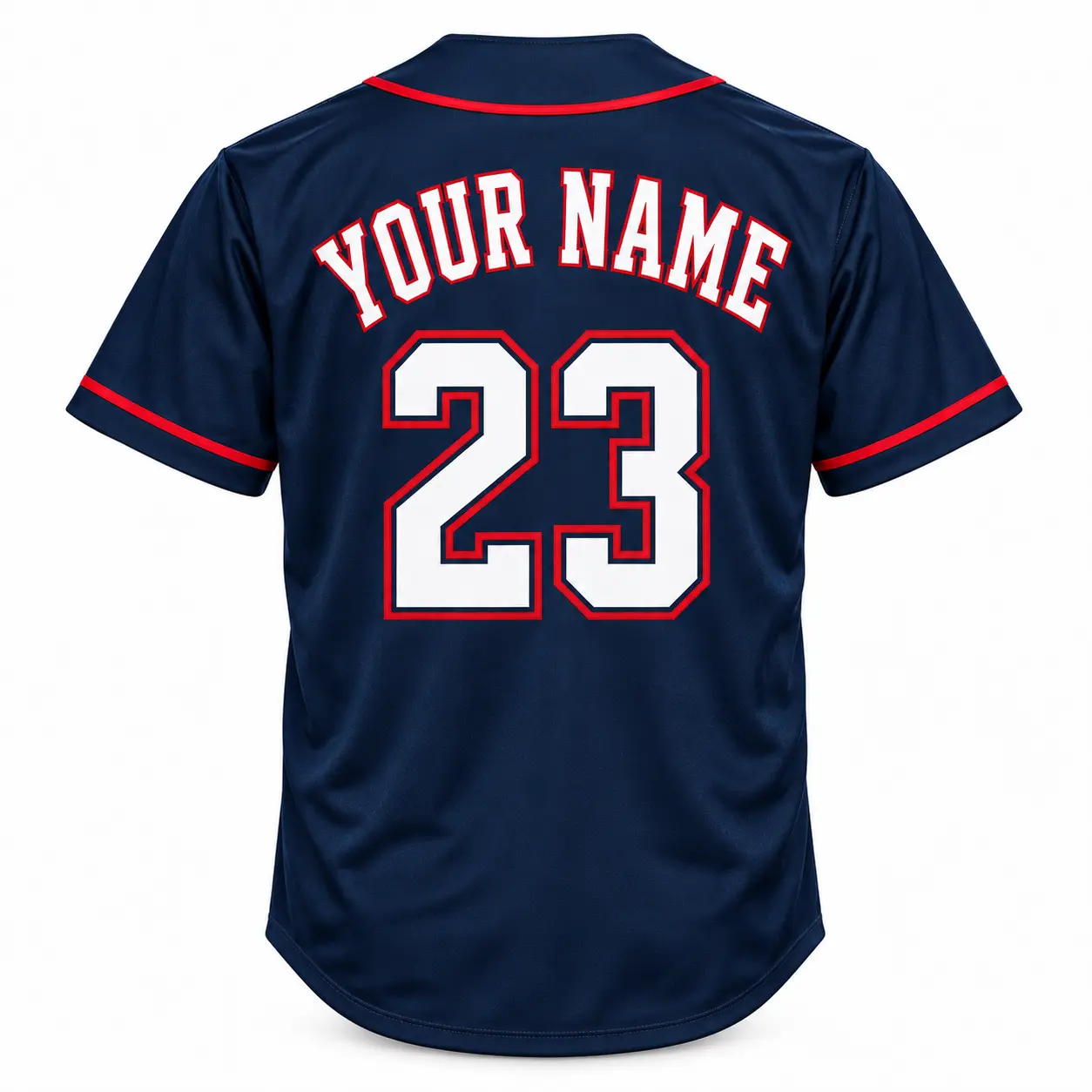 Custom Baseball Jersey Cleveland Navy and Red, back view with custom name and number