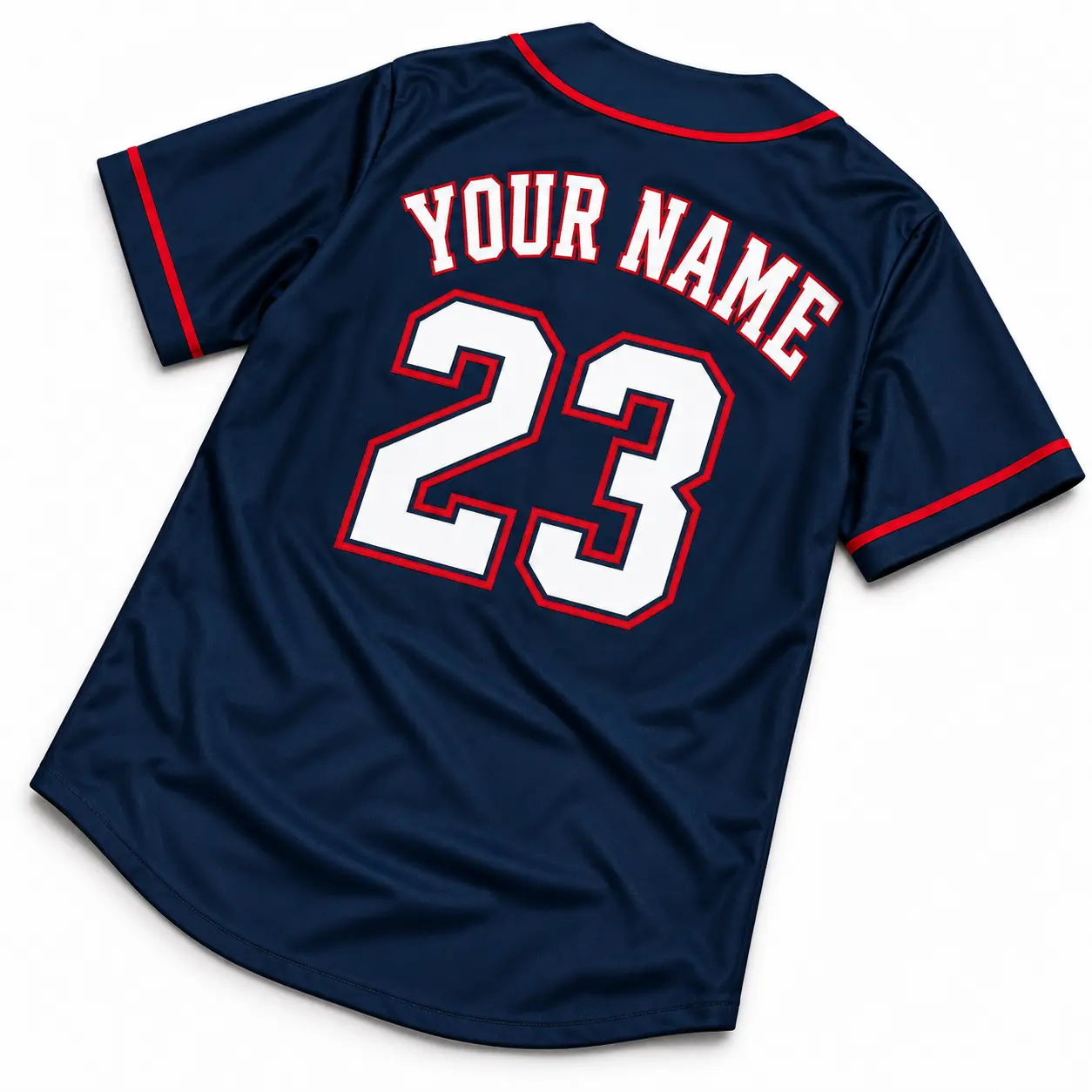 Custom Baseball Jersey Cleveland Navy and Red, back view with custom name and number