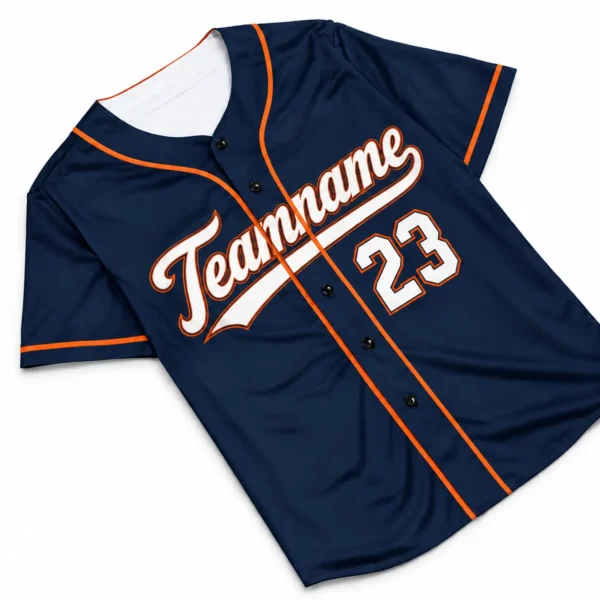 Custom Baseball Jersey Detroit Navy and Orange, front view with team name and number