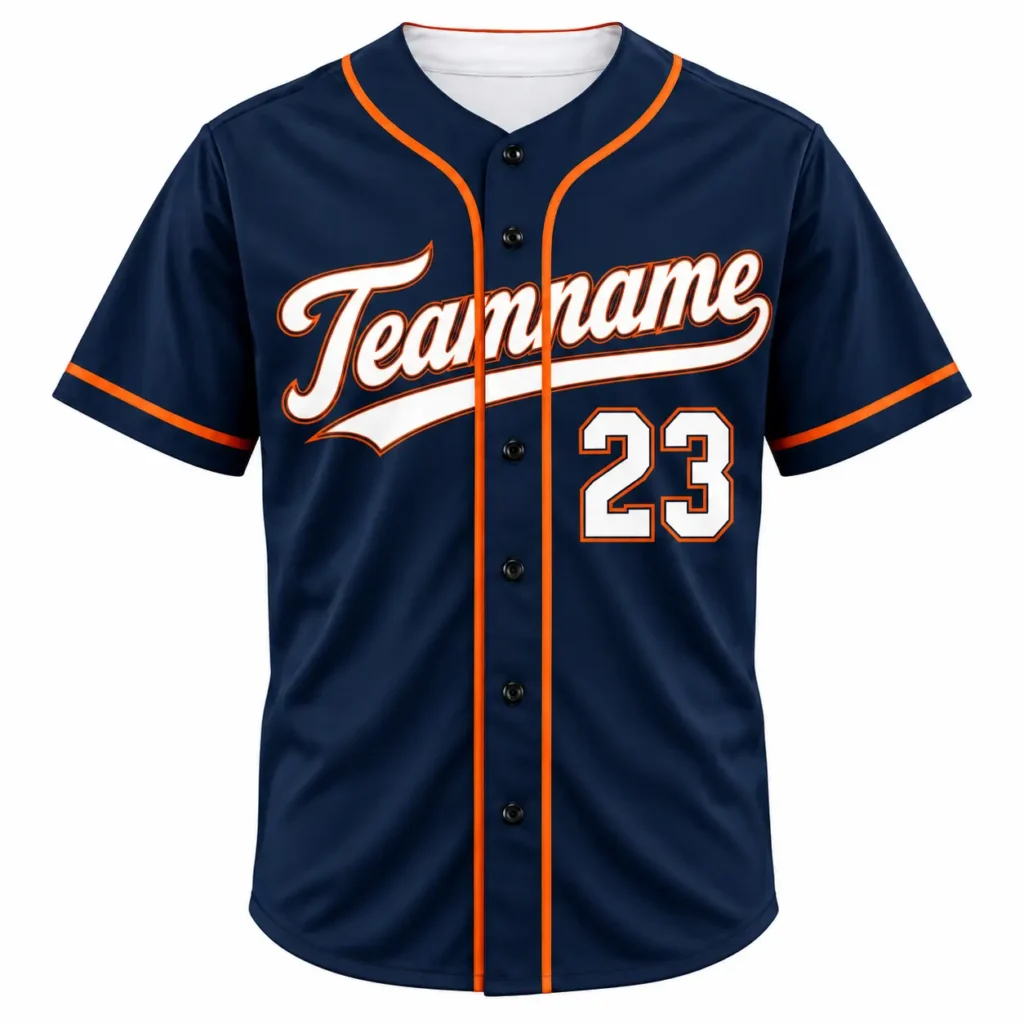 Detroit Navy and Orange Custom Baseball Jersey with Name and Number