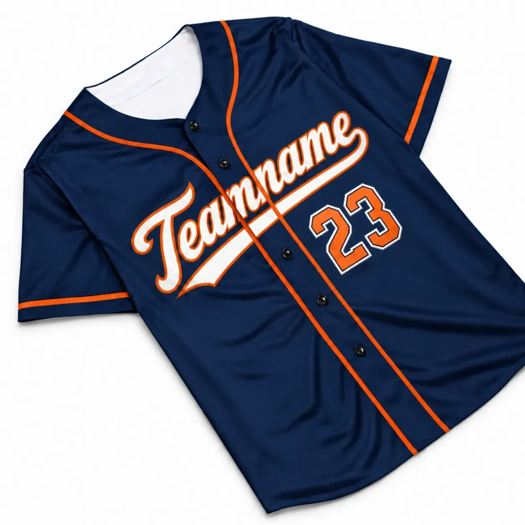 Houston Navy and Orange Custom Baseball Jersey with Name and Number
