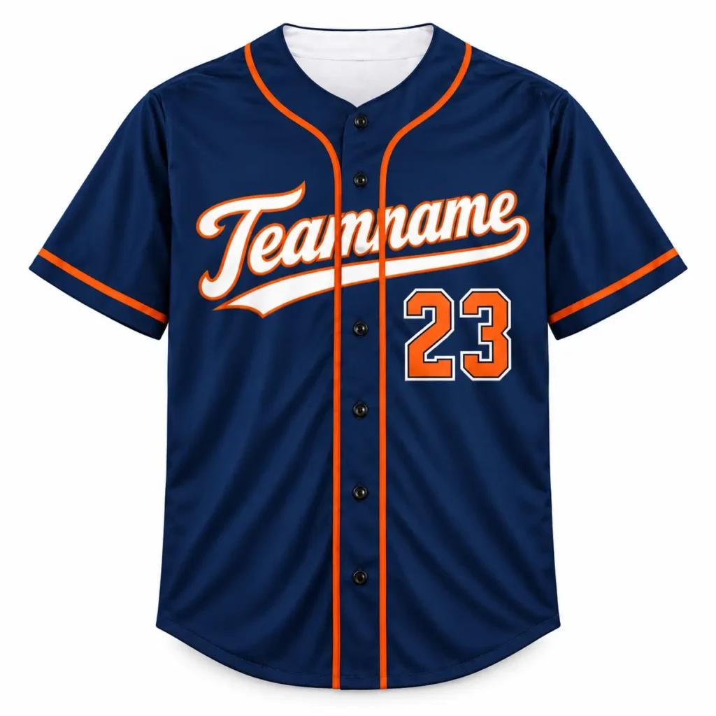 Houston Navy and Orange Custom Baseball Jersey with Name and Number