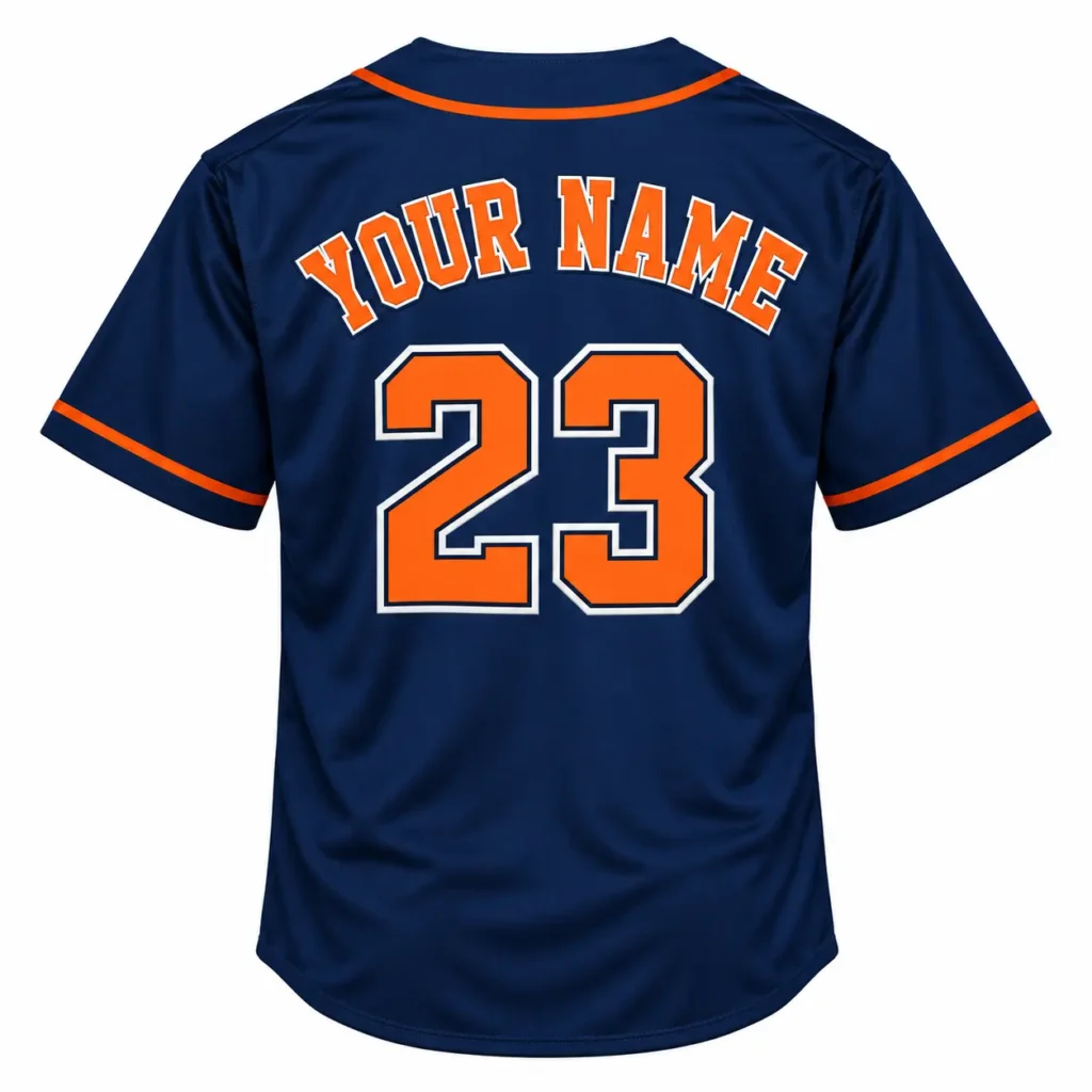 Houston Navy and Orange Custom Baseball Jersey with Name and Number