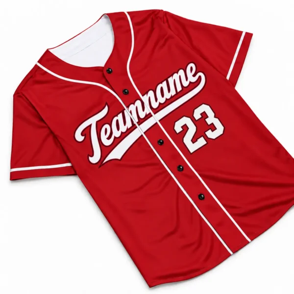 Custom Baseball Jersey Los Angeles Red and White, front view with team name and number