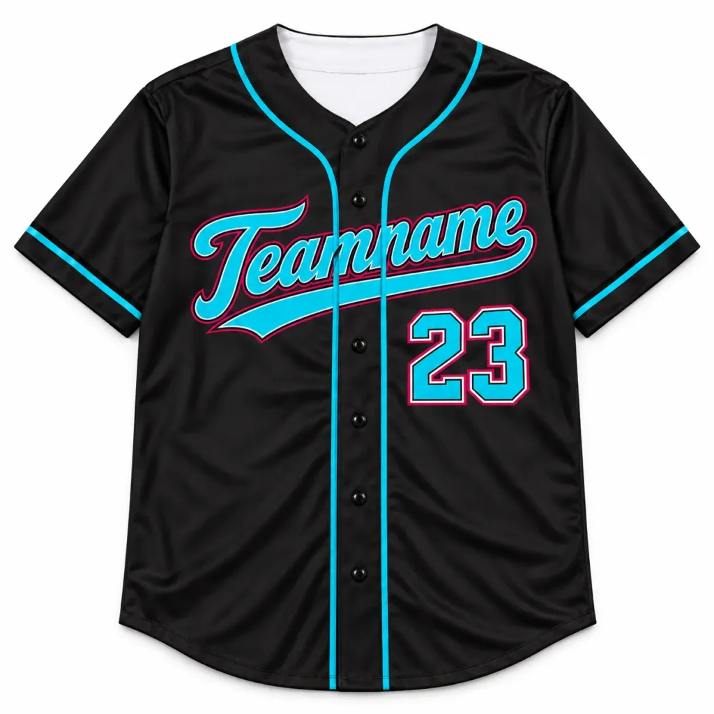 Miami Black and Sky Blue Custom Baseball Jersey with Name and Number