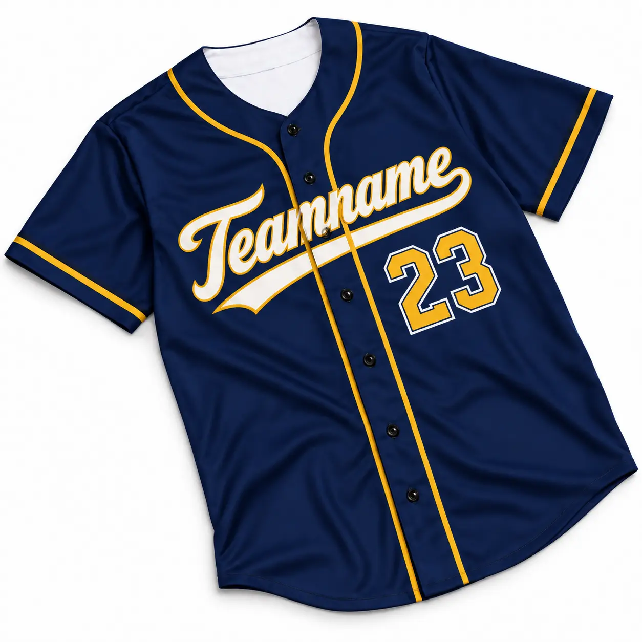 Custom Baseball Jersey Milwaukee Navy and Gold, front view with team name and number