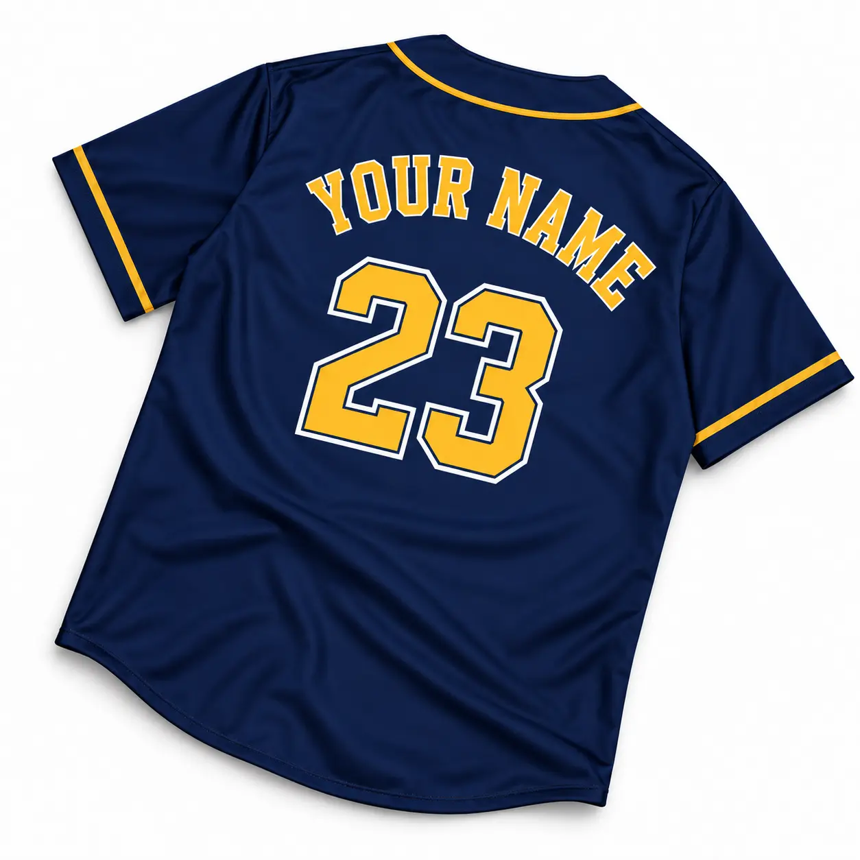 Custom Baseball Jersey Milwaukee Navy and Gold, back view with custom name and number