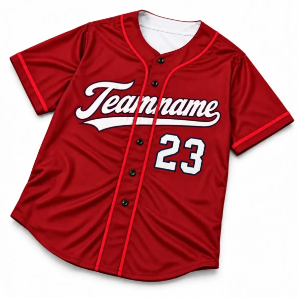 Custom Baseball Jersey St. Louis Red and Navy, front view with team name and number