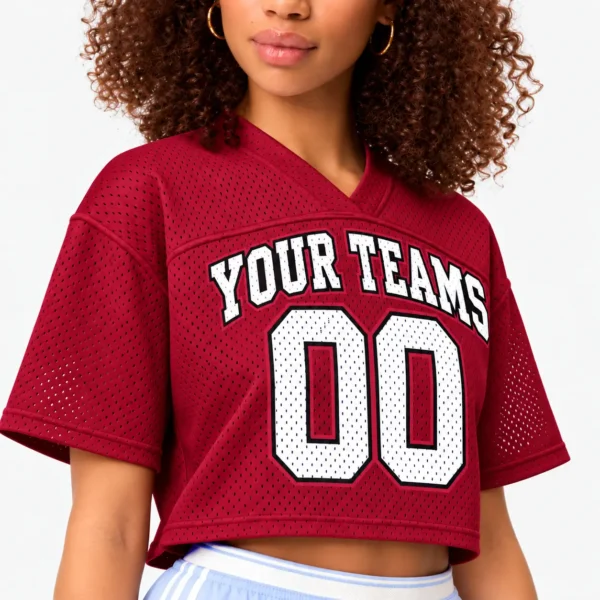 Custom Women's Crop Football Jersey Arizona Cardinal Red and White, front view
