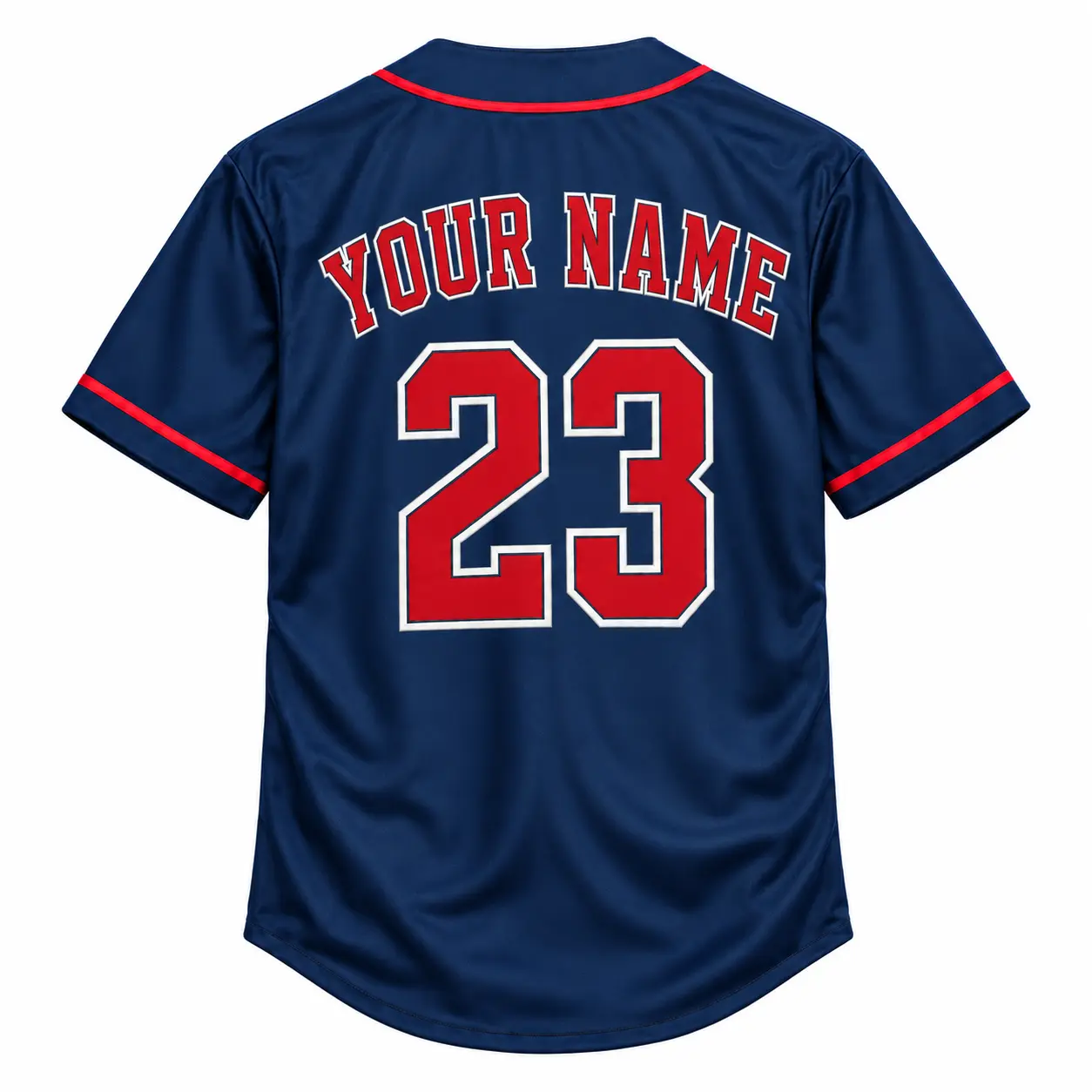 Custom Baseball Jersey Minnesota Navy and Red, back view with custom name and number