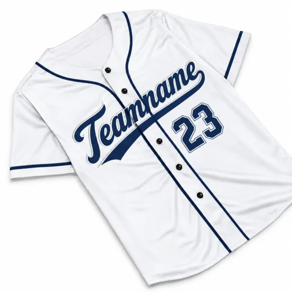 Custom Baseball Jersey New York White and Navy, front view with team name and number