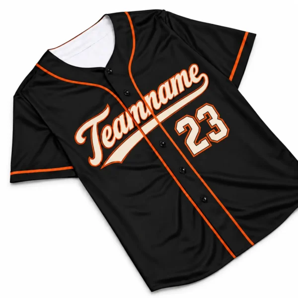 Custom Baseball Jersey San Francisco Black and Orange, front view with team name and number