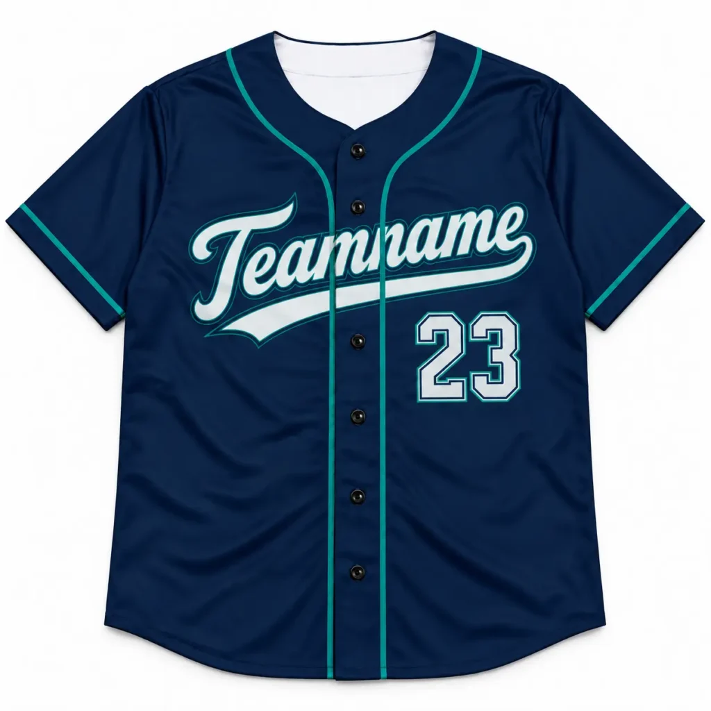 Seattle Navy and Teal Custom Baseball Jersey with Name and Number