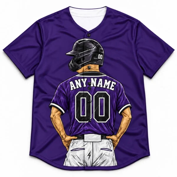 Custom Baseball Jersey Colorado Purple and Black Player Design front