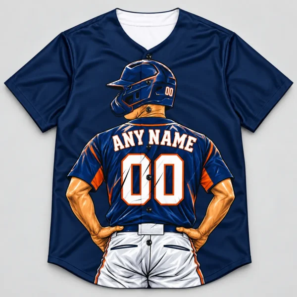 Custom Baseball Jersey Houston Navy and Orange Player Design front