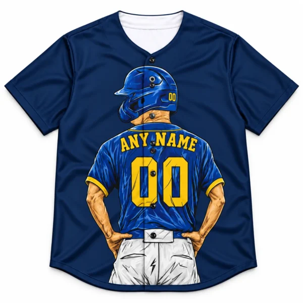 Custom Baseball Jersey Milwaukee Navy and Gold Player Design front