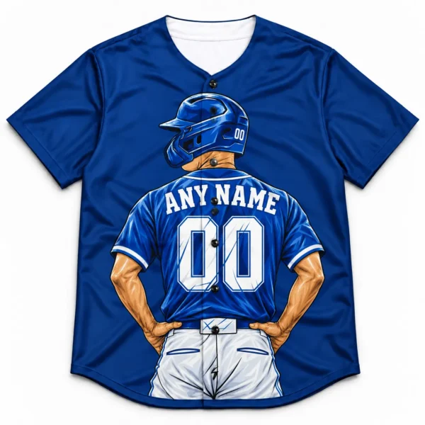 Custom Baseball Jersey Kansas City Royal Blue and White Player Design front