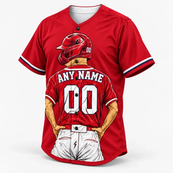 Custom Baseball Jersey Los Angeles Red and Navy Player Design front