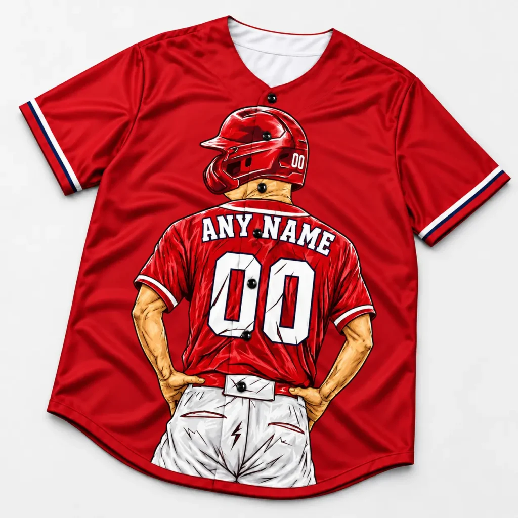 Los Angeles Red and Navy Player Design Custom Baseball Jersey with Name and Number