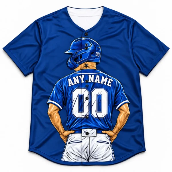 Custom Baseball Jersey Los Angeles Royal Blue and White Player Design front
