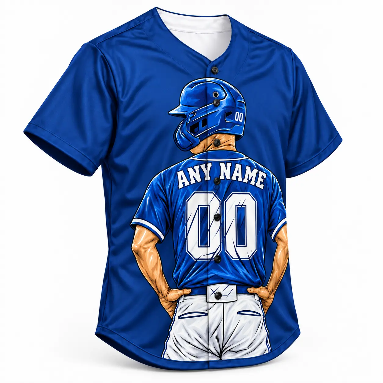 Custom Baseball Jersey Los Angeles Royal Blue and White Player Design view 2