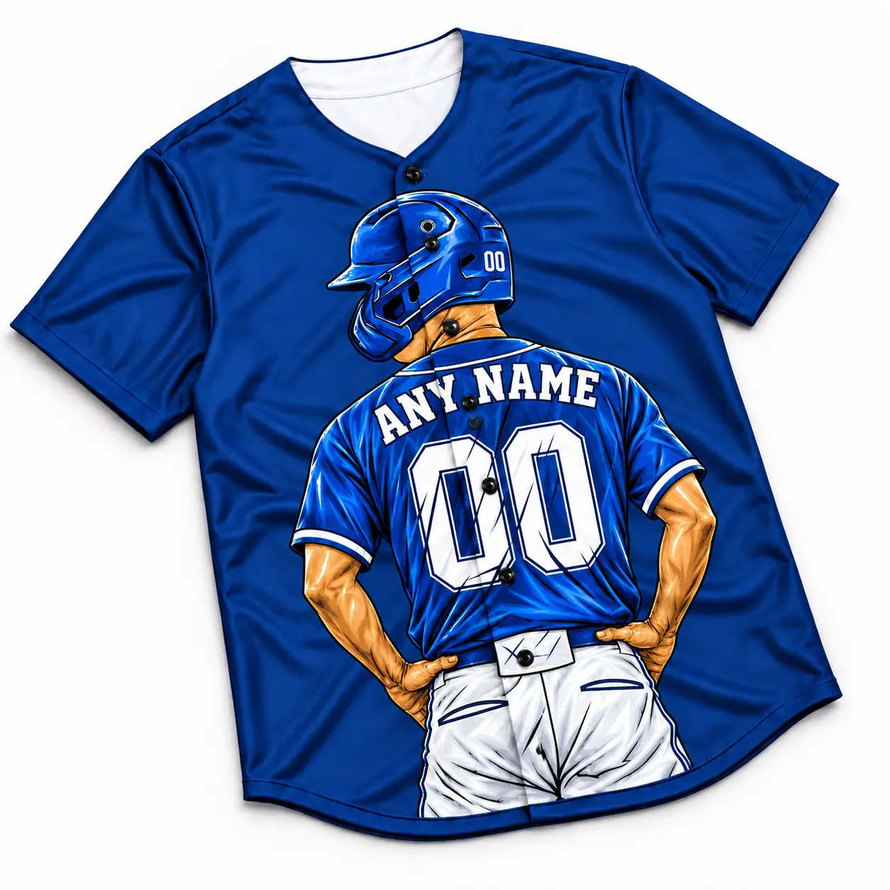 Custom Baseball Jersey Los Angeles Royal Blue and White Player Design view 4