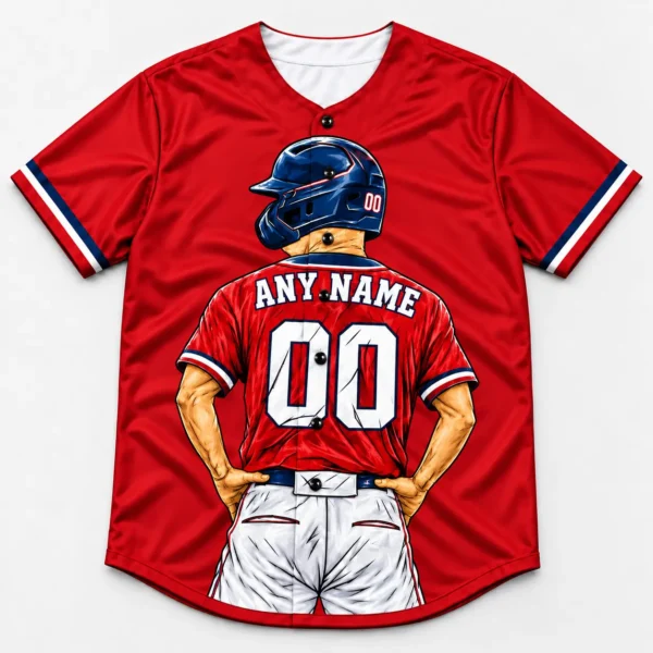 Custom Baseball Jersey Minnesota Red and Navy Player Design front