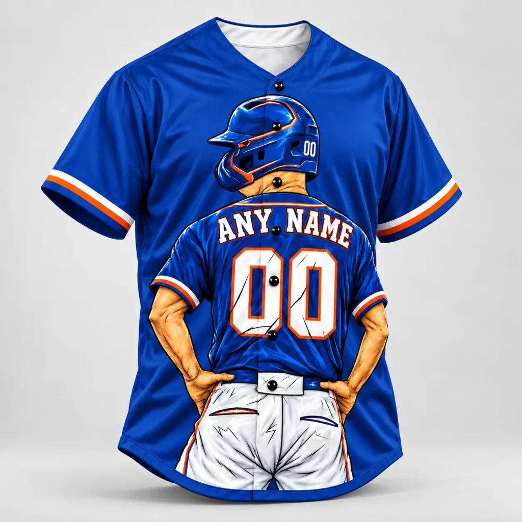 New York Royal Blue and Orange Player Design Custom Baseball Jersey with Name and Number