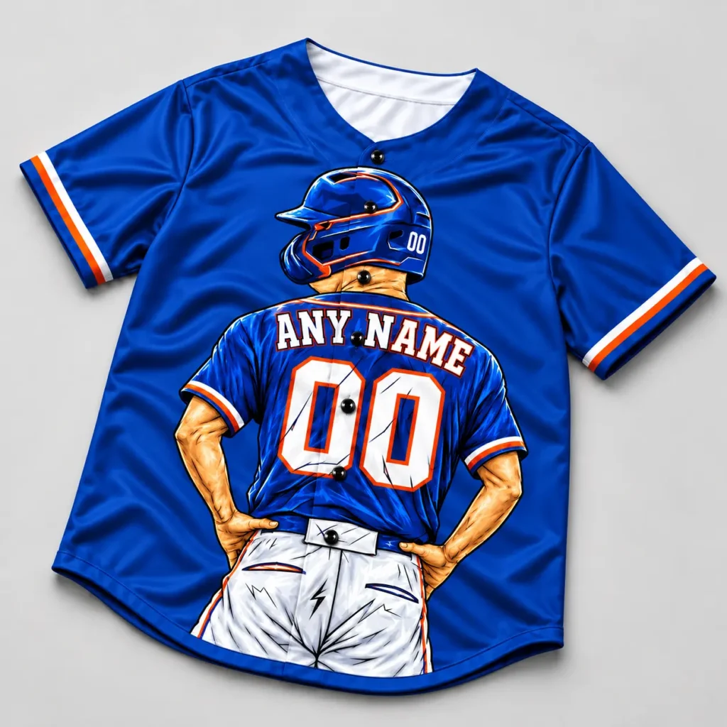 New York Royal Blue and Orange Player Design Custom Baseball Jersey with Name and Number