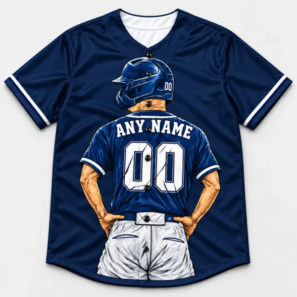 Custom Baseball Jersey New York Navy and White Player Design front