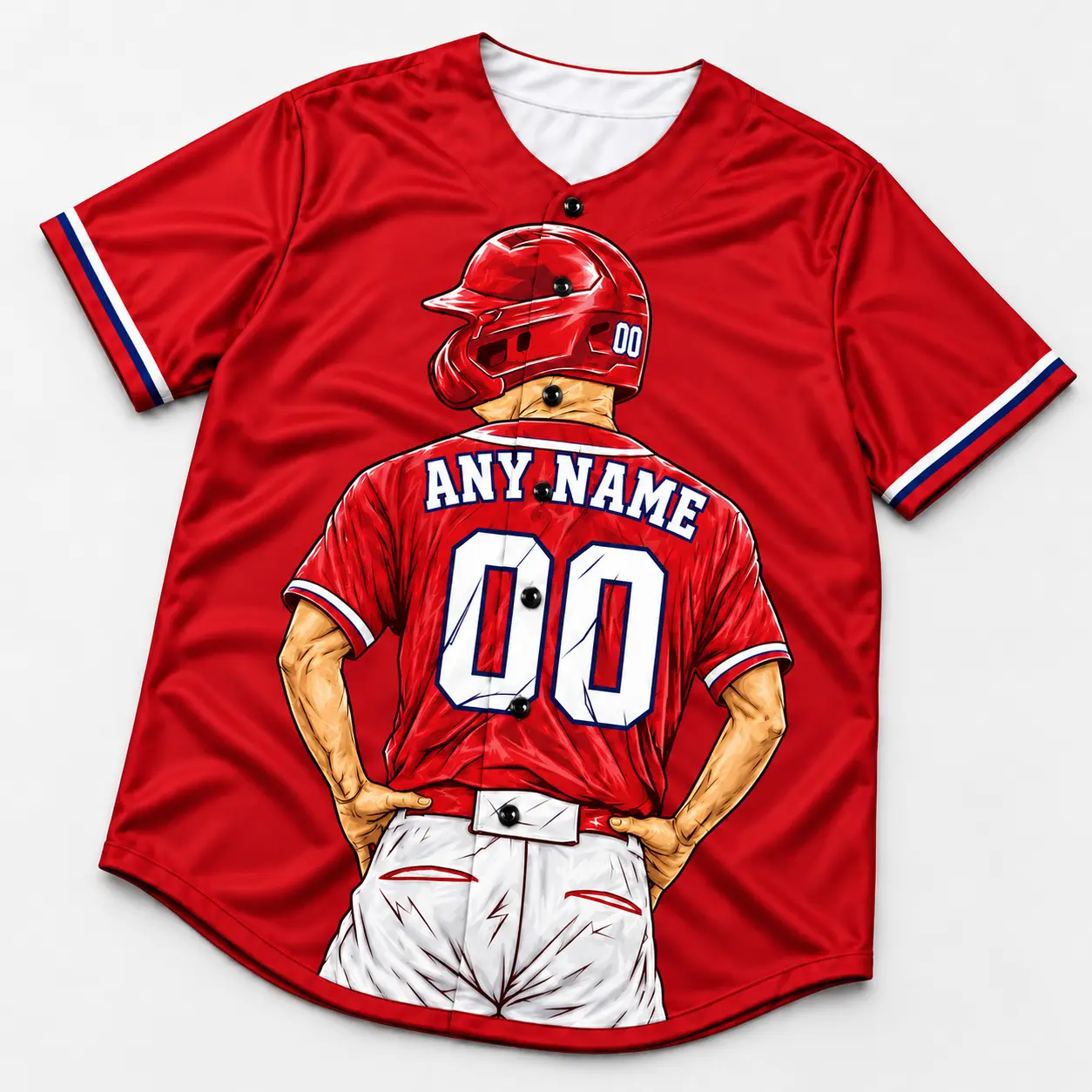 Custom Baseball Jersey Philadelphia Red and Royal Blue Player Design view 2