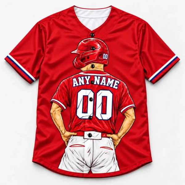 Custom Baseball Jersey Philadelphia Red and Royal Blue Player Design front