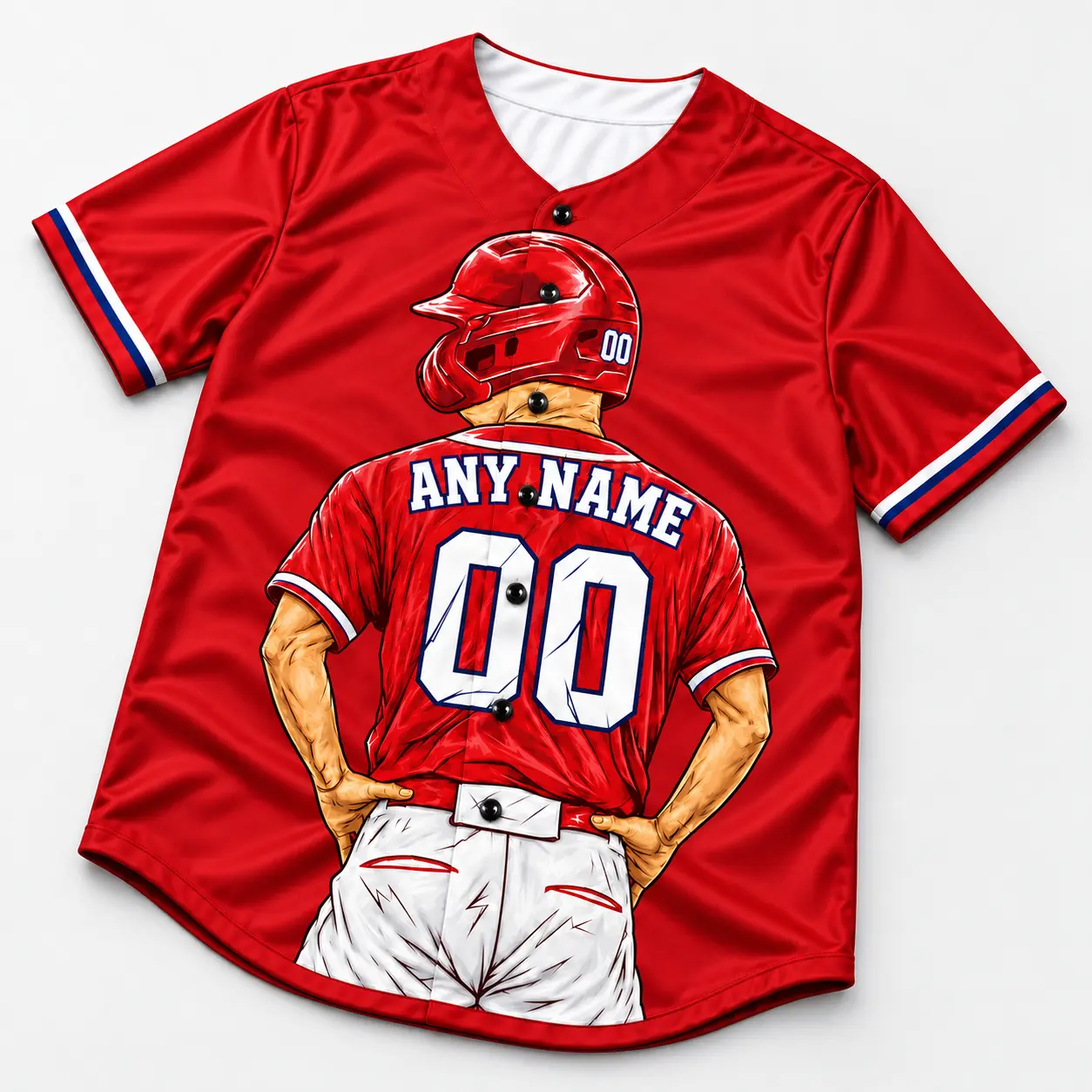 Custom Baseball Jersey Philadelphia Red and Royal Blue Player Design view 5