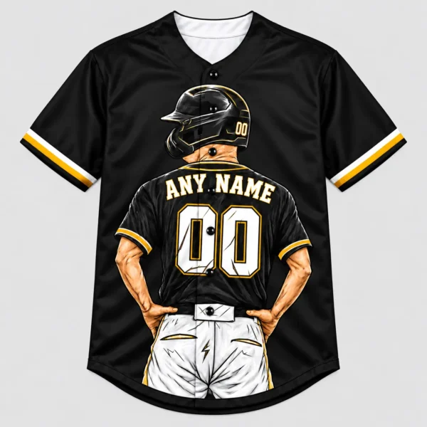 Custom Baseball Jersey Pittsburgh Black and Gold Player Design front