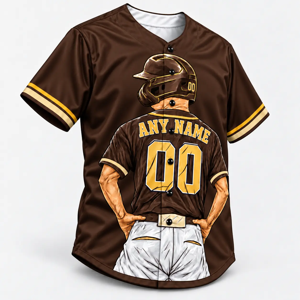 Custom Baseball Jersey San Diego Brown and Gold Player Design view 4