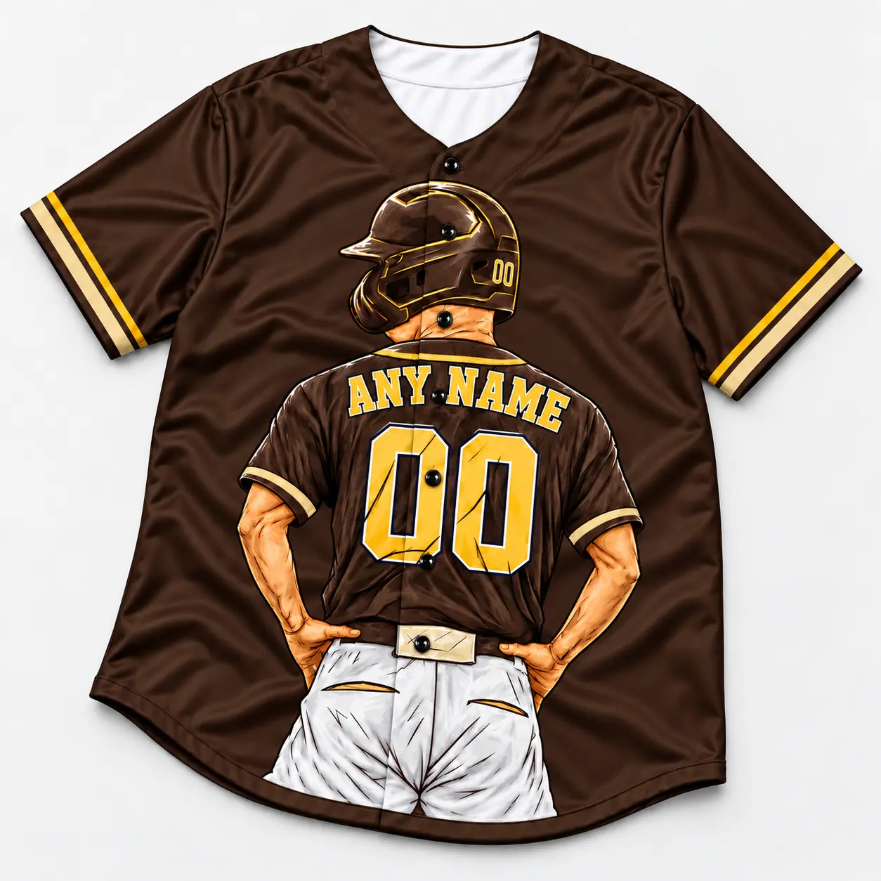 Custom Baseball Jersey San Diego Brown and Gold Player Design front