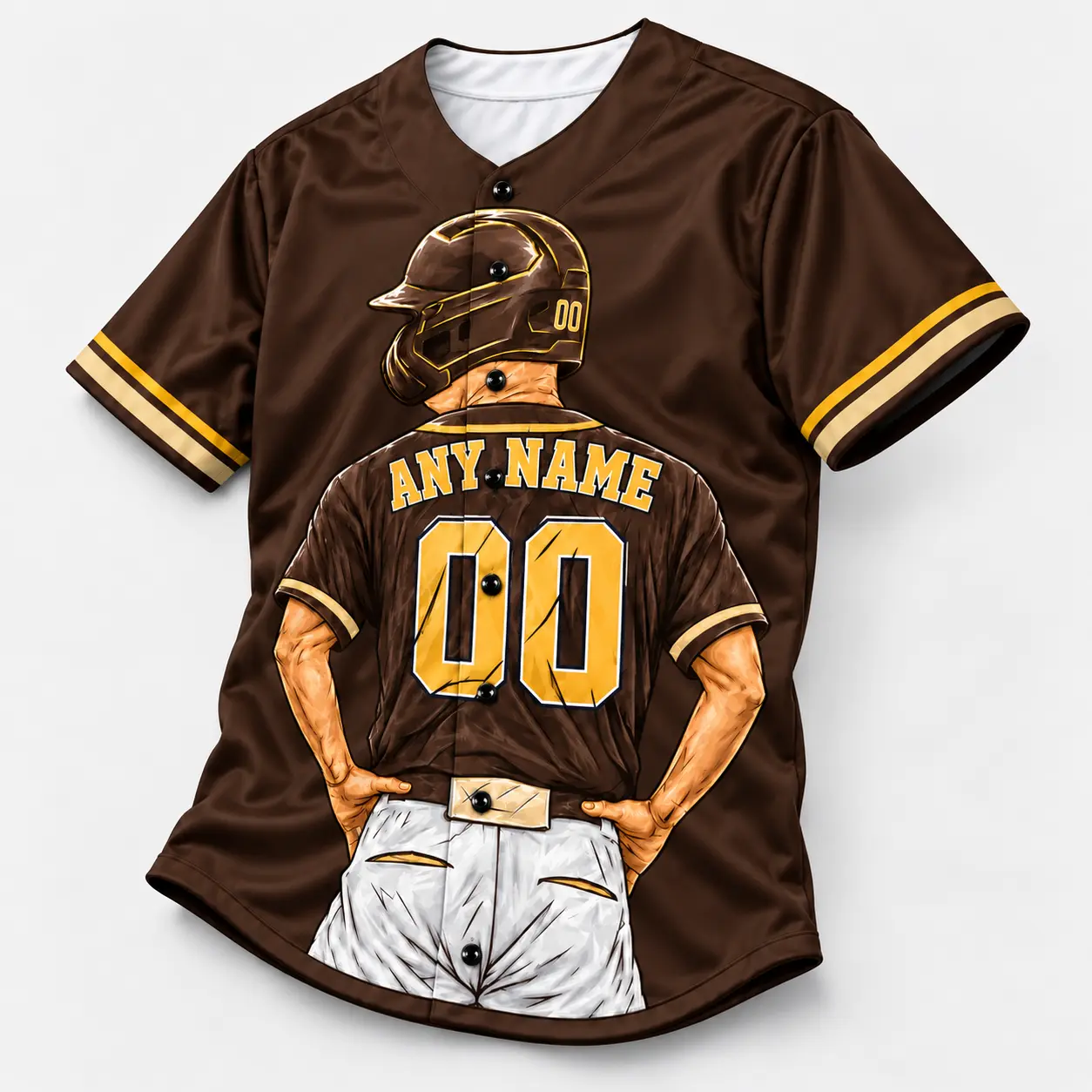 Custom Baseball Jersey San Diego Brown and Gold Player Design view 5