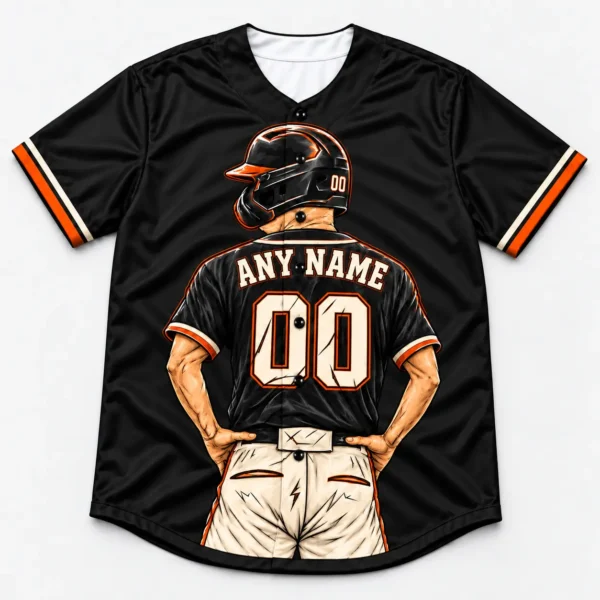 Custom Baseball Jersey San Francisco Black and Orange Player Design front