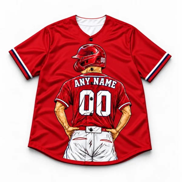Custom Baseball Jersey St. Louis Red and Navy Player Design front