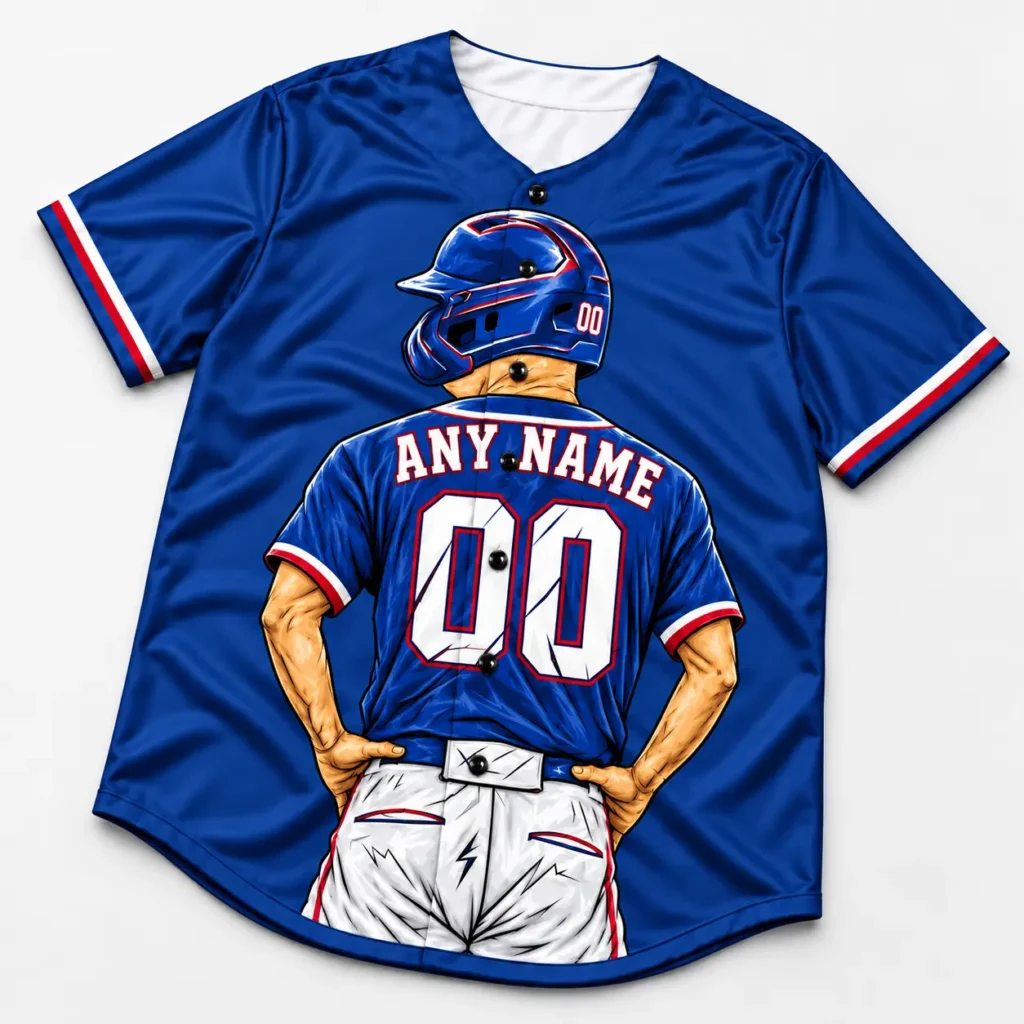 Texas Royal Blue and Red Player Design Custom Baseball Jersey with Name and Number