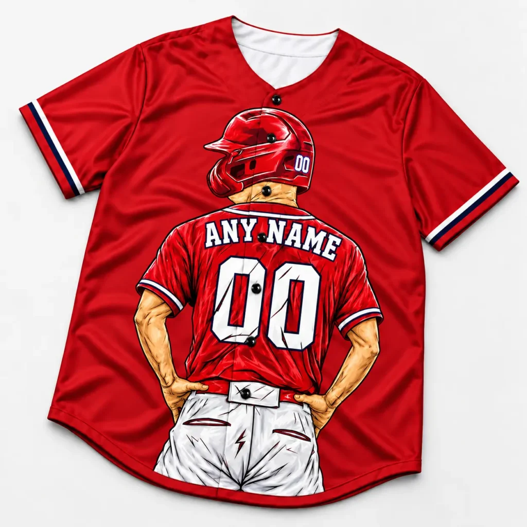 Washington Red and Navy Player Design Custom Baseball Jersey with Name and Number